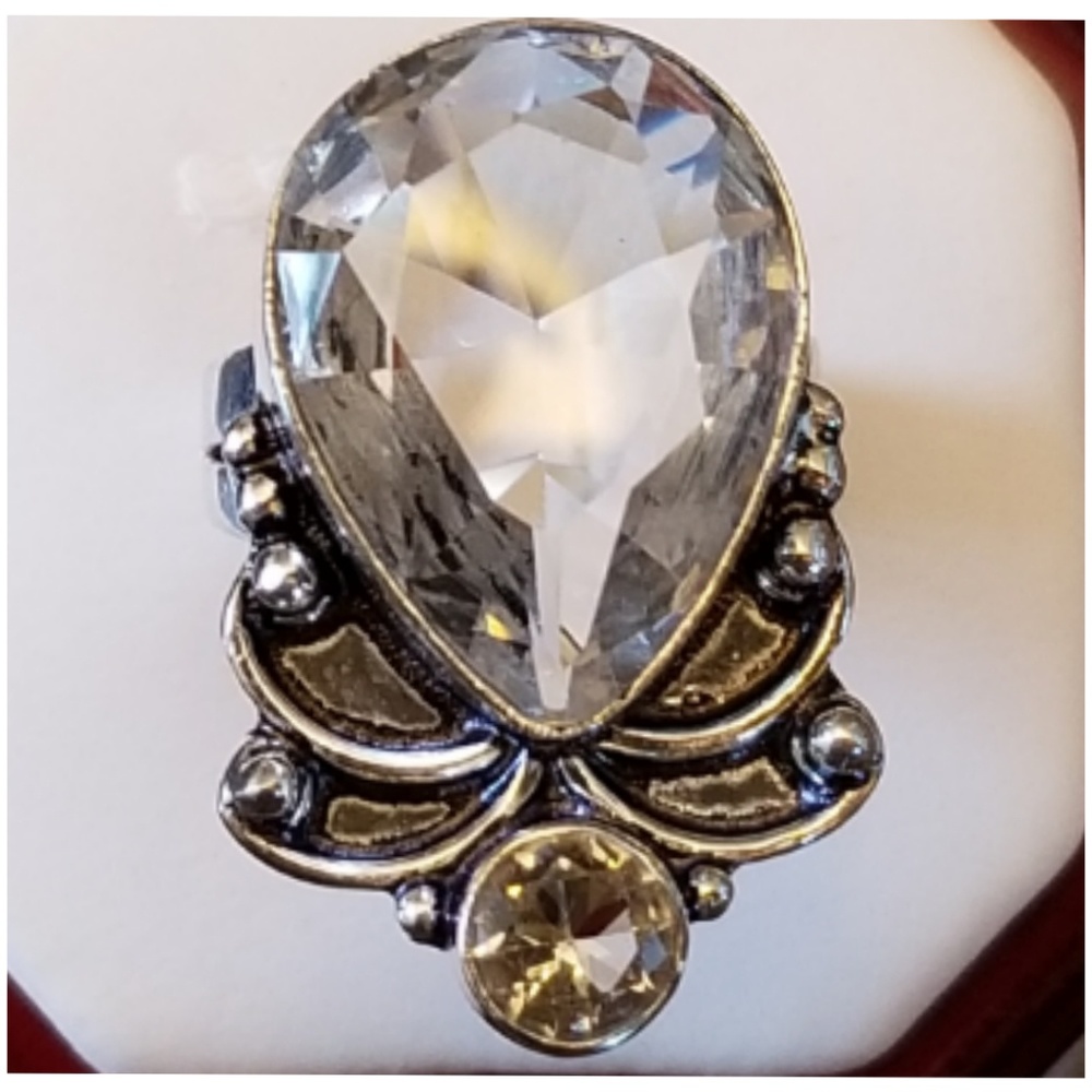 Genuine Romantic 20ct White Topaz Ring Size 7
